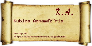 Kubina Annamária névjegykártya